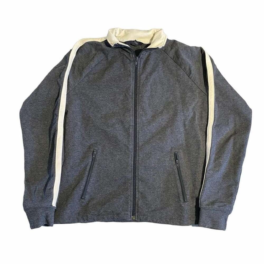 Gap Full Zip Track Jacket Size XS Gray White Stripe Sweatshirt
